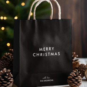 Sac Cadeau Moyen Joyeux Noël Nom personnalisé Noir