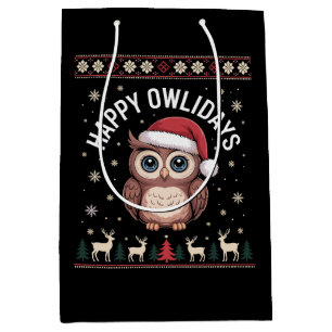 Sac Cadeau Moyen Joyeux Noël Owlidays Chapeau de Père Noël Renne