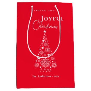 Sac Cadeau Moyen Joyeux Noël Rouge Festif