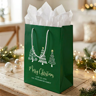 Sac Cadeau Moyen Joyeux Noël vert 3 Nom de l'arbre de script Fantai