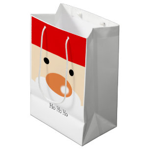 Sac Cadeau Moyen Joyeux Noël Visage de Père Noël Minimaliste Mignon