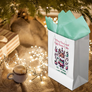 Sac Cadeau Moyen Joyeux Noël & Vœux de Pull Moche Renne