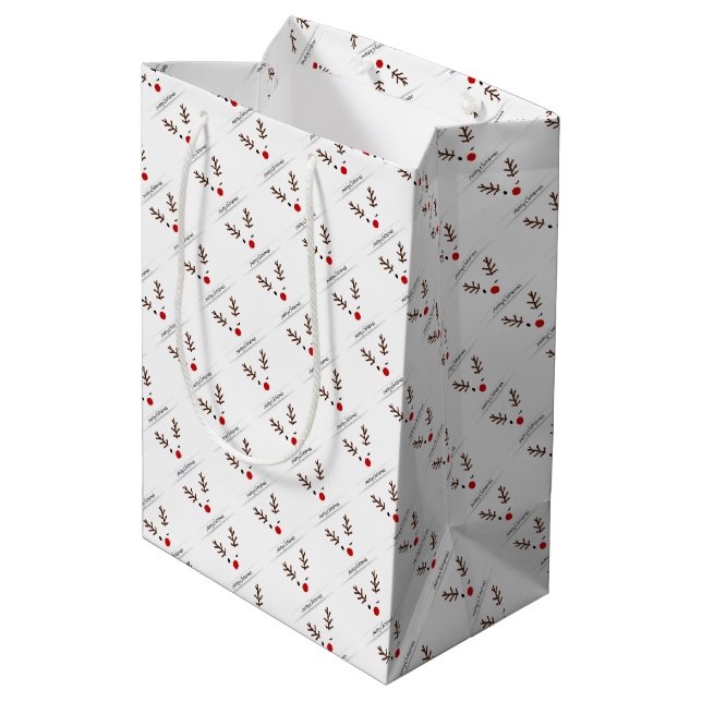 Sac Cadeau Moyen Joyeux Noël Winking Rudolph (Dos Angle)