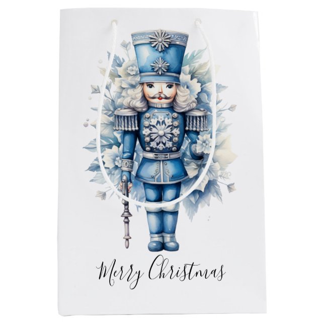 Sac Cadeau Moyen Joyeux Noir Bleu Nutcracker (Devant)