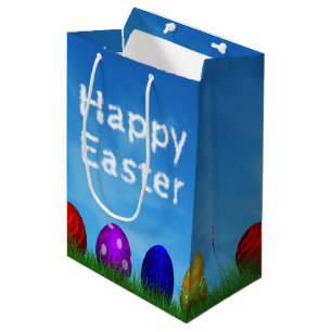 Sac Cadeau Moyen Joyeux Oeufs de Pâques colorés