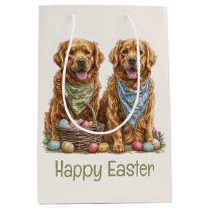 Sac Cadeau Moyen Joyeux Pâques Golden Retriever Chiens Pâques Panie
