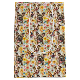 Sac Cadeau Moyen Joyeux Pitbull Chiens, Pit Bulls