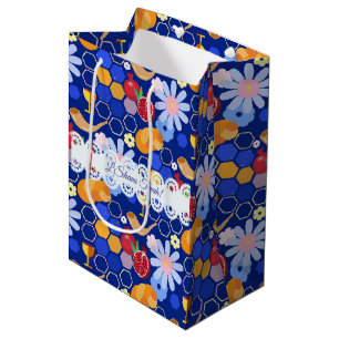 Sac Cadeau Moyen Joyeux Rosh Hashanah Juif Nouvel An Modèle Floral