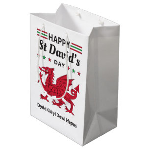 Sac Cadeau Moyen Joyeux St David's Day Dydd Gala Gallois Dewi Hapus