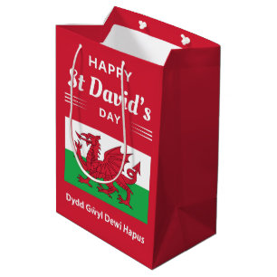 Sac Cadeau Moyen Joyeux St David's Day Dydd Gala Gallois Dewi Hapus