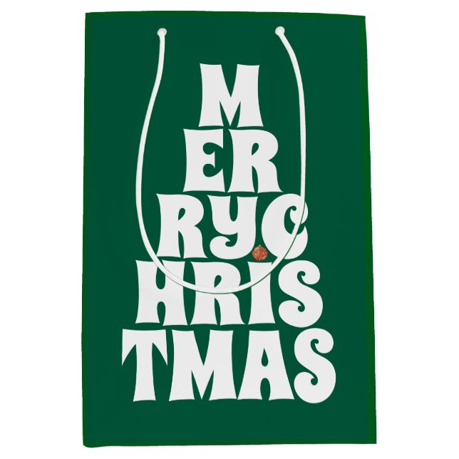 Sac Cadeau Moyen Joyeux style d'arbre de Noël pour s'amuser (Devant)