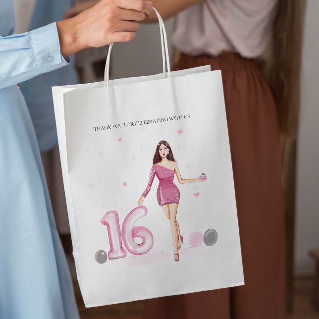 Sac Cadeau Moyen Joyeux sweet sixteen, 16ème anniversaire (Créateur téléchargé)