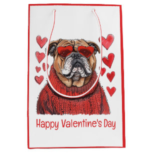 Sac Cadeau Moyen Joyeux Valentines Day English Bulldog