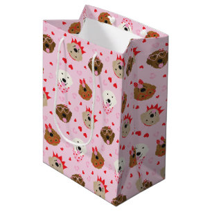 Sac Cadeau Moyen Joyeux Valentines Day Golden Retriever Dogs