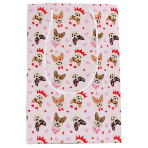 Sac Cadeau Moyen Joyeux Valentines Day Pembroke Welsh Corgi Chiens