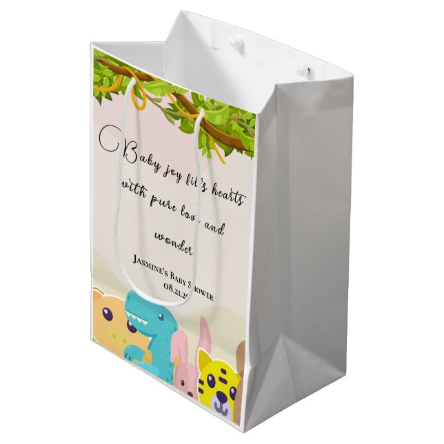 Sac Cadeau Moyen Jungle feuillu thème singe baby shower de jouets d (Devant Angle)