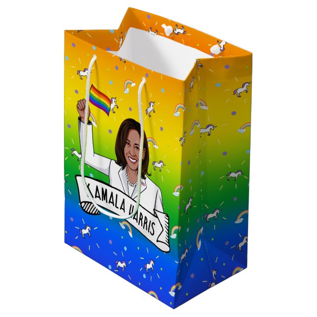 Sac Cadeau Moyen Kamala Harris Pride (Devant Angle)