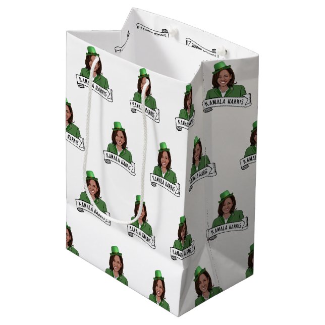 Sac Cadeau Moyen Kamala Harris Saint Patrick (Devant Angle)