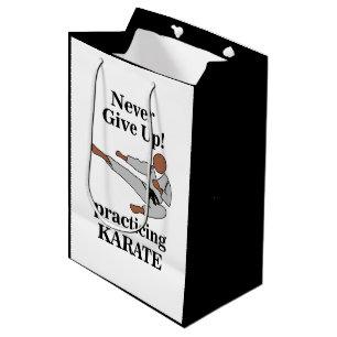 Sac Cadeau Moyen Karate Black Belt n'abandonne jamais les arts mart