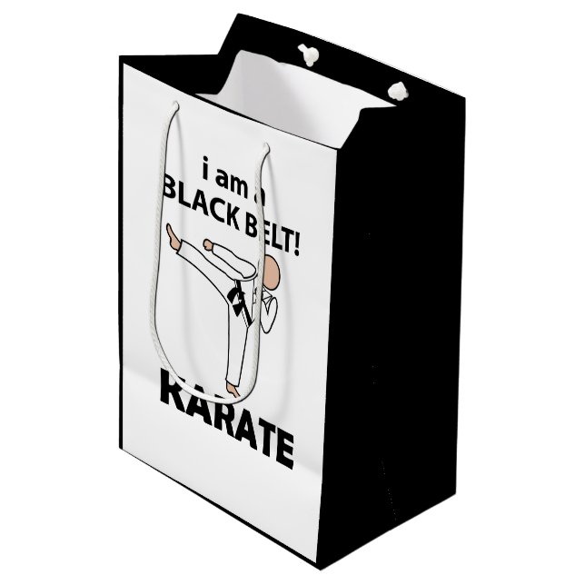 Sac Cadeau Moyen Karate I am A Black Belt Karate (Devant Angle)