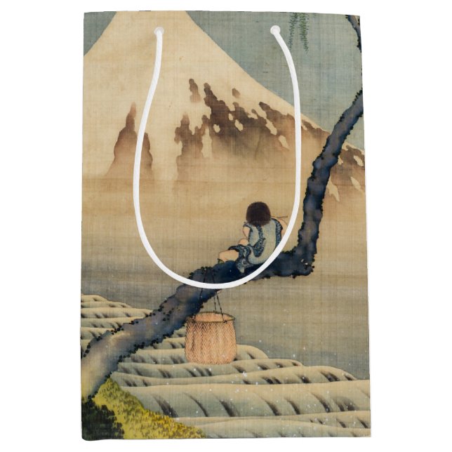 Sac Cadeau Moyen Katsushika Hokusai - Garçon regardant le Mont Fuji (Devant)
