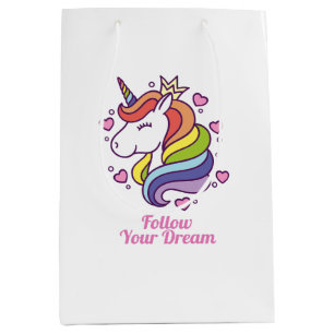 Sac Cadeau Moyen Kawaii Colorful Rainbow Unicorn Dreams