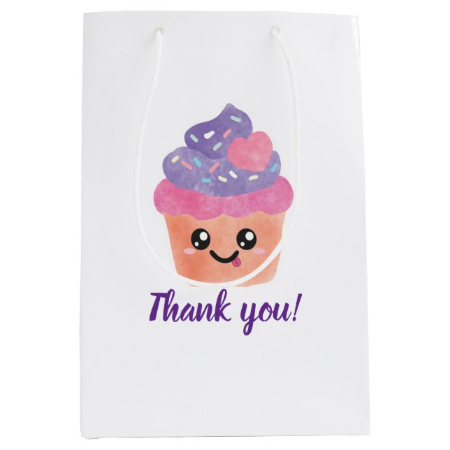 Sac Cadeau Moyen Kawaii Cupcake (Devant)
