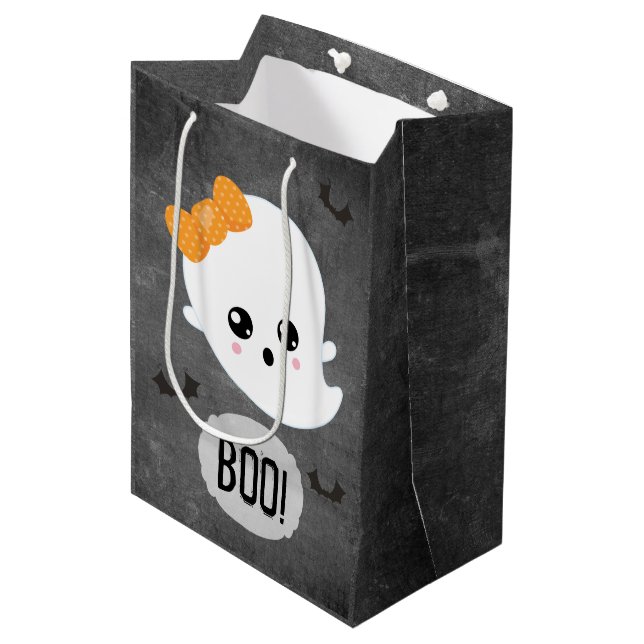 Sac Cadeau Moyen Kawaii Fantôme Halloween (Devant Angle)