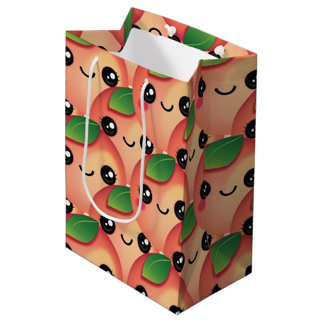 Sac cadeau moyen Kawaii Peach (Devant Angle)