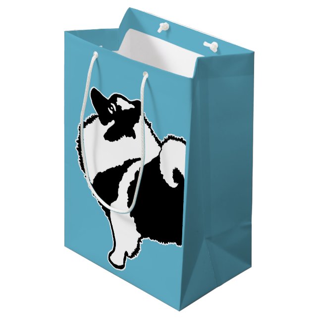 Sac Cadeau Moyen Keeshond Graphics - Cute Original Chig Art (Devant Angle)