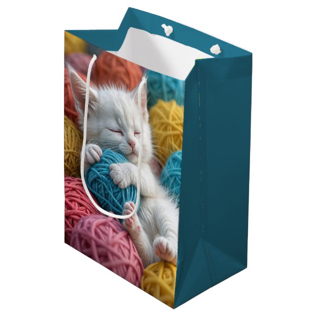 Sac Cadeau Moyen Kitty Anniversaire En Boules De Fer (Devant Angle)