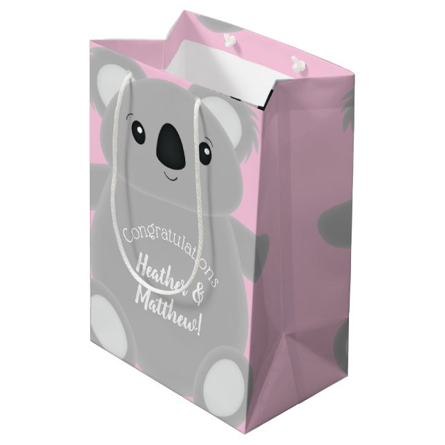 Sac Cadeau Moyen Koala Baby shower fille (Dos Angle)