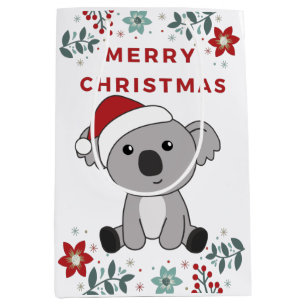 Sac Cadeau Moyen Koala Noël Neige Animaux d'hiver Koalas Moyen
