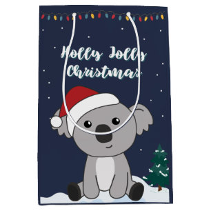 Sac Cadeau Moyen Koala Noël Neige Animaux d'hiver Koalas Moyen