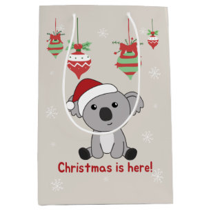 Sac Cadeau Moyen Koala Noël Neige Animaux d'hiver Koalas Moyen