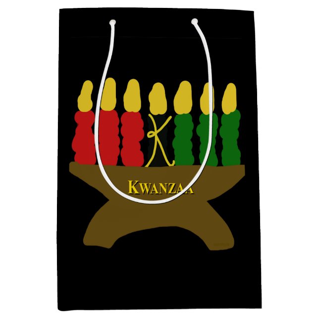Sac Cadeau Moyen Kwanzaa Art Design Texte jaune (Devant)