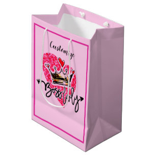 Sac Cadeau Moyen La Dame rose du chef personnalisée