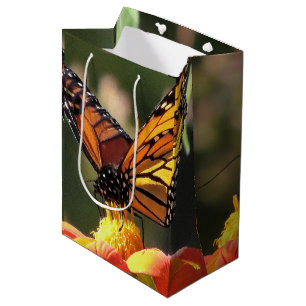 Sac Cadeau Moyen La faune de papillons de monarque fleurit floral