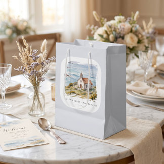Sac Cadeau Moyen La petite chapelle au bord de la mer Mariage
