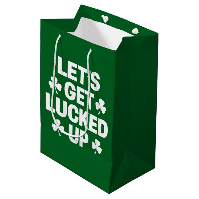 Sac Cadeau Moyen La Saint-Patrick Débarrassons-Nous de la Chance Tr (Devant Angle)