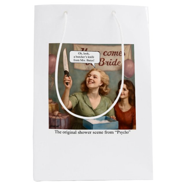 Sac Cadeau Moyen La scène de douche originale de Psychose. (Devant)