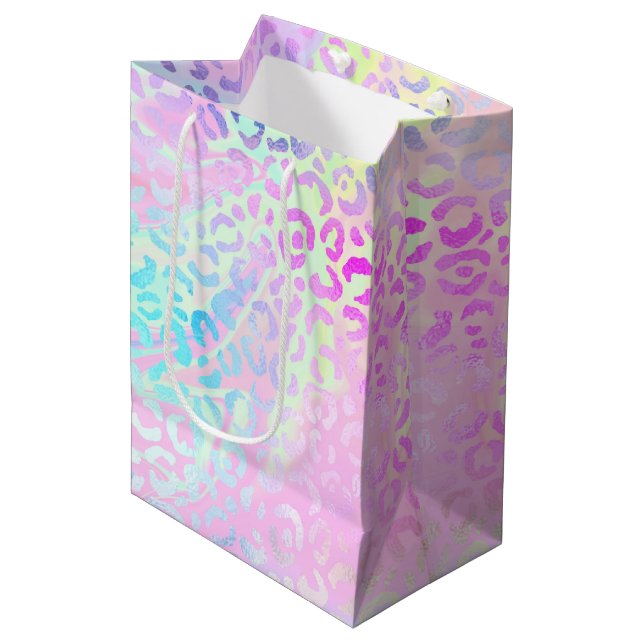 Sac Cadeau Moyen La série Léopard Iridescent Design 10 (Devant Angle)