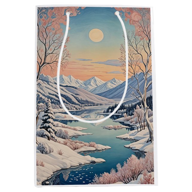 Sac Cadeau Moyen La tranquillité d'hiver (Devant)