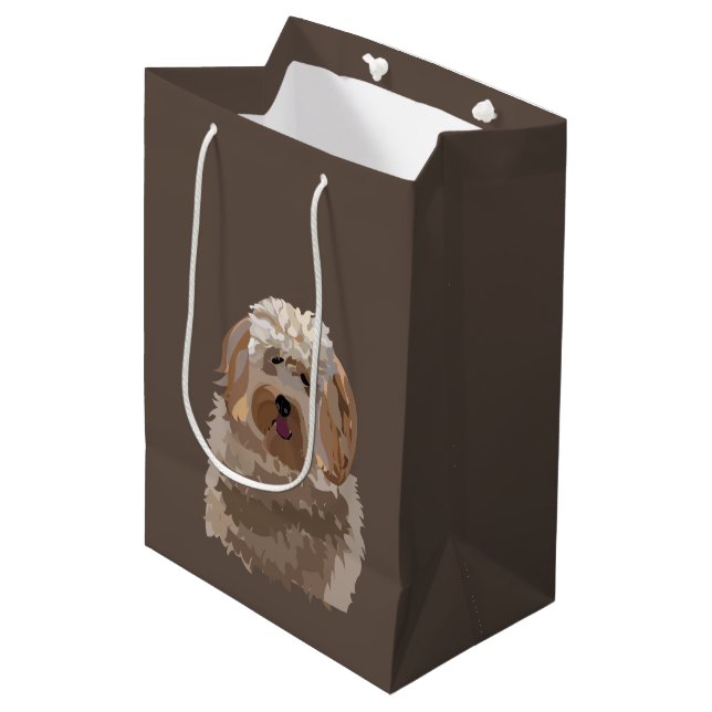 Sac Cadeau Moyen Labradoodle Goldendoodle Poodle Chien Animal de co (Devant Angle)
