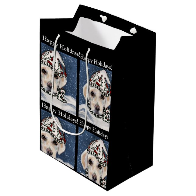 SAC CADEAU MOYEN LABRADOR RETRIEVER BLANC   (Devant Angle)