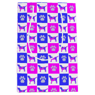 Sac Cadeau Moyen Labrador Retriever Dog & Paw Hot Pink et Blue