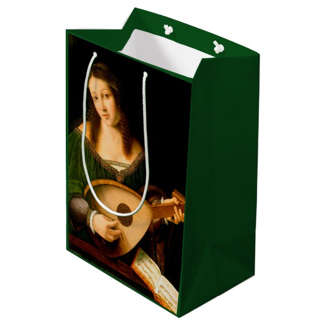 Sac Cadeau Moyen Lady Jouer Lute Art Art Renaissance Peinture (Dos Angle)