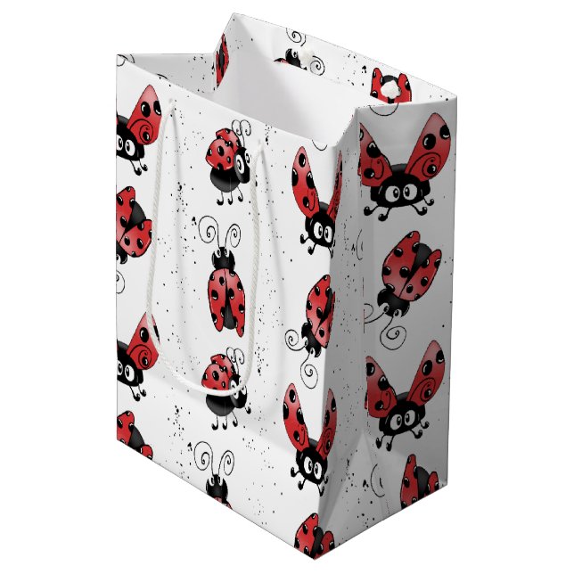 Sac Cadeau Moyen Ladybug Whimsical Avec Des Plaques De Peinture (Devant Angle)