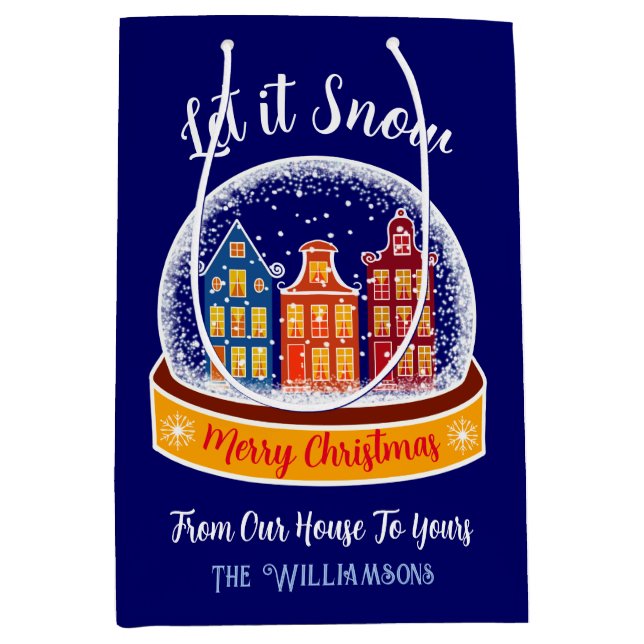 Sac Cadeau Moyen Laisser neige Snowglobe Amsterdam Village de Noël (Devant)