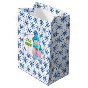 Sac Cadeau Moyen Laissez Tomber la Neige